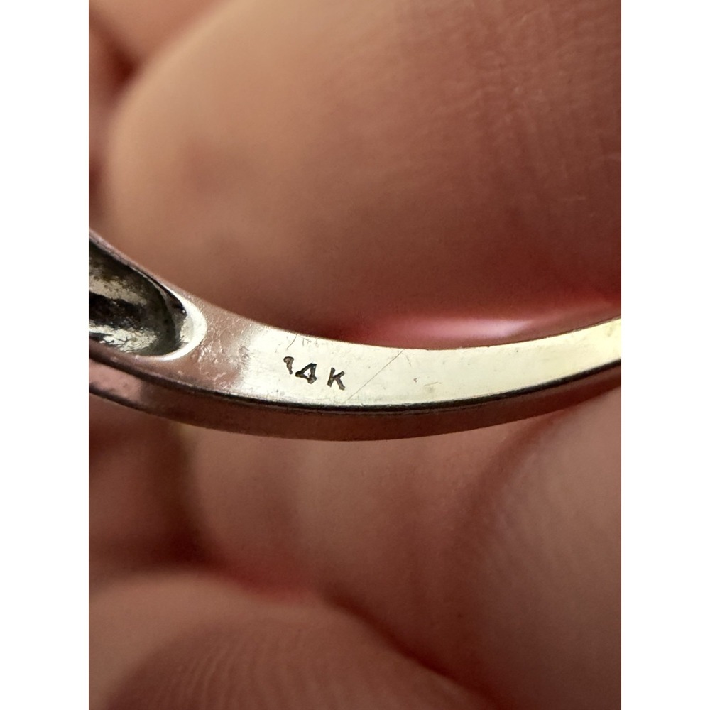 Vintage 14k Solid White Gold Natural Round Bagutte Diamond Ring - Size 8 3.1g - Picture 12 of 12
